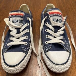 Converse Allstar Low Top in Blue with Ruffle Tongue, Size 6 Women’s EUC